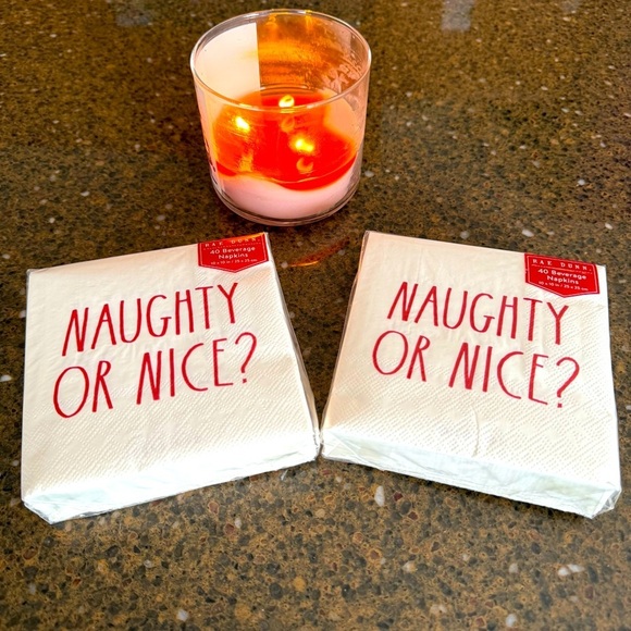 NEW SET of 2 Packs of 40 ct Rae Dunn Naughty or Nice Beverage Napkins (80 Total) - Picture 3 of 5